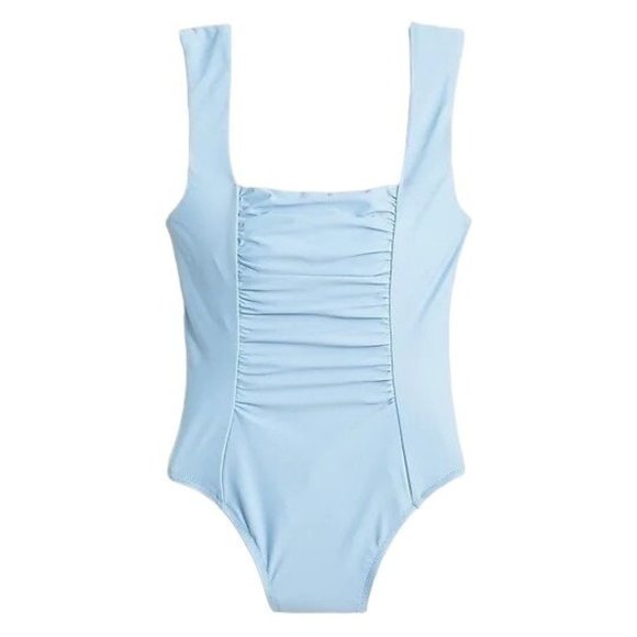 J. Crew Other - NWT J.Crew Light Blue Ruched Squareneck One-Piece Swimsuit 14